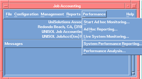 Image shows performance menu selections